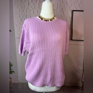 Crystal Kobe  Lavender 100% cotton Cable Knit Sweater large